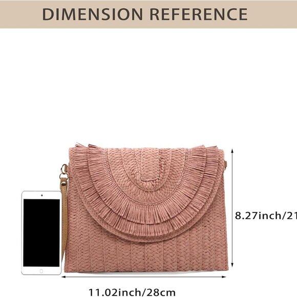 Lightweight Straw Crossbody Clutch - Roomy Summer Accessory for Any Occasion - Picture 6 of 7
